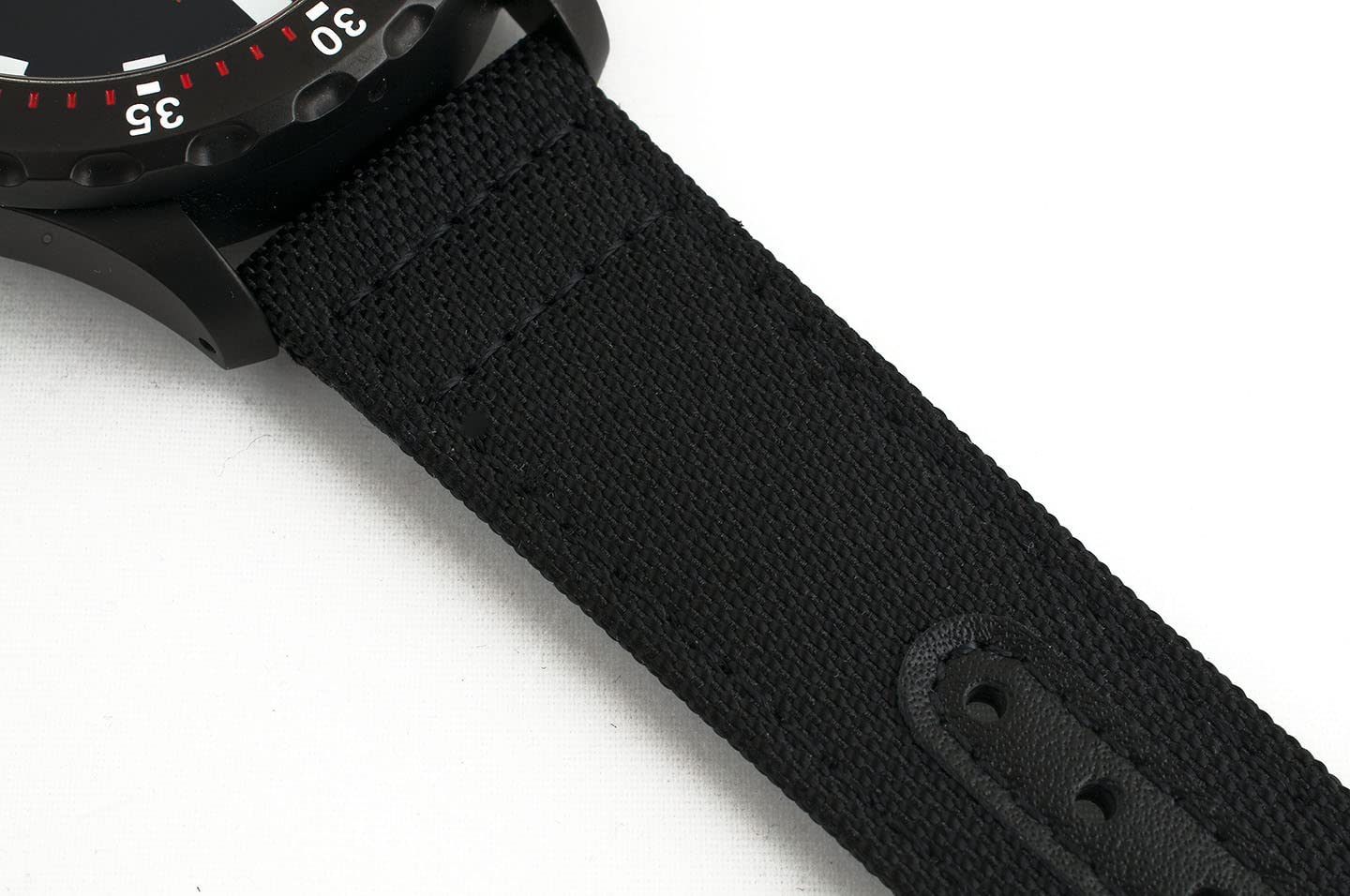 StrapHabit Quick Release Watch Band Replacement Sailcloth Watch Strap - 20mm 22mm Nylon & Leather Watch Strap (Black, 19mm)
