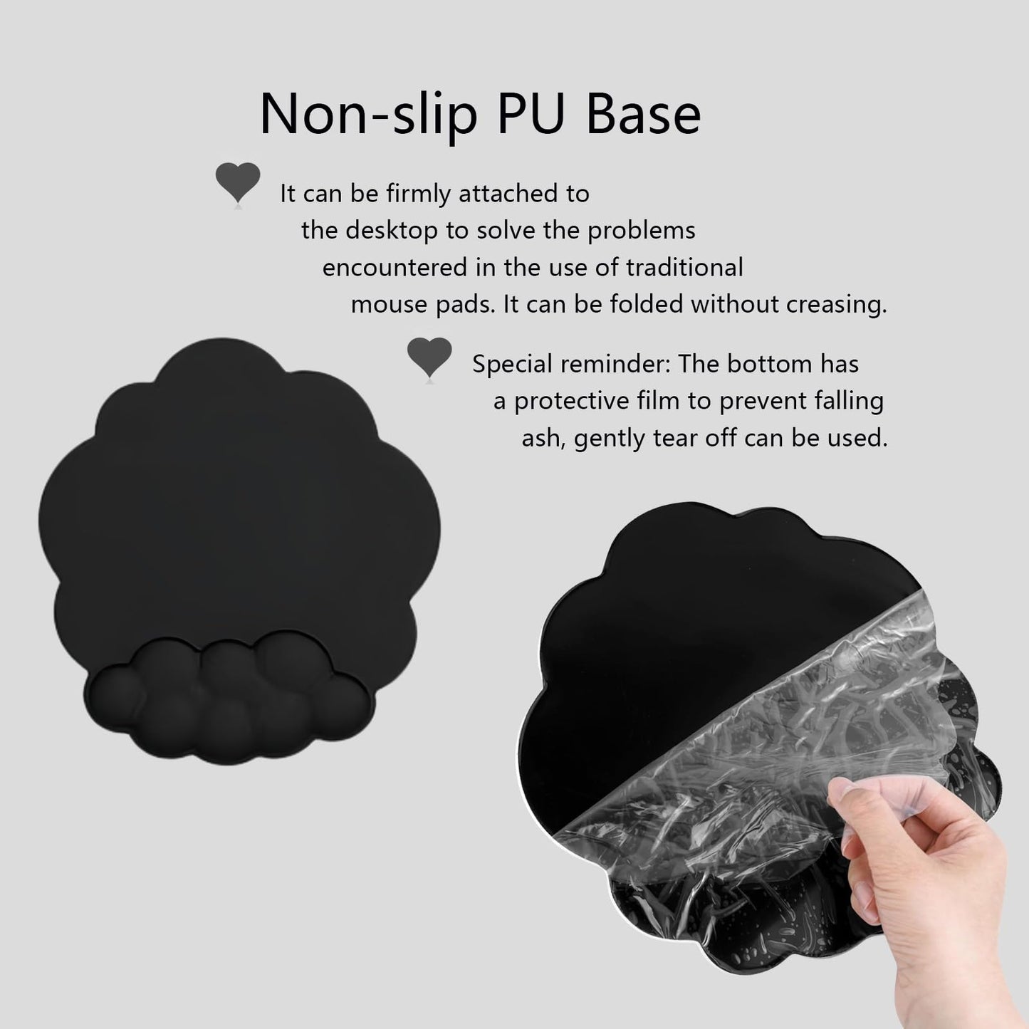 Cloud Wrist Rest Keyboard Ergonomic Wrist Pad for Keyboard and Mouse Coaster Cloud Mouse Pad Set Leather PU Non-Slip Wrist Rest Support for Computer Laptop Gaming Mac Home Office Relief Pain Black