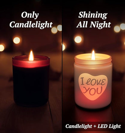 Christmas Candles with LED Light,Christmas Gifts for Women, Lemon Rose Scent Candles, Holiday Candle Gifts for Mom,Perfect for Xmas,New Year,Winter Décor,Over 40 Hours of Burn Time, 100% Soy Wax