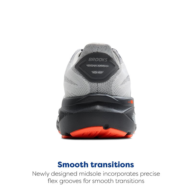 Brooks Men’s Ghost 17 Neutral Running Shoe - Oyster Mushroom/Orange/Ebony - 13 X-Wide