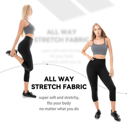 Walifrey Capri Leggings for Women, Buttery Soft High Waisted Leggings for Gym Yoga Workout (Grey LXL)
