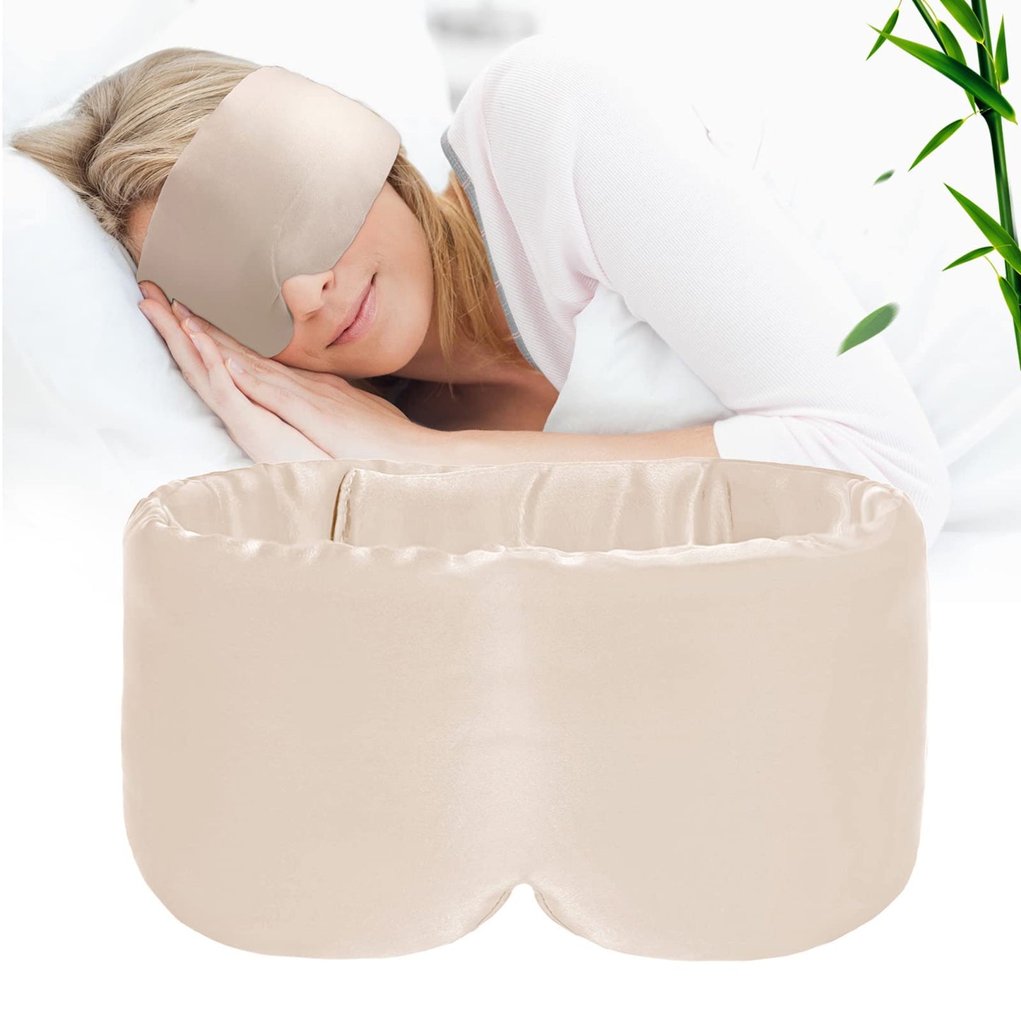 100% Handmade Bamboo Sleeping Eye Mask for Women for Men,Night Masks,Organic Sleep Mask,Blockout Eye Mask for Sleeping,Large Size Adjustable (Navy Blue)