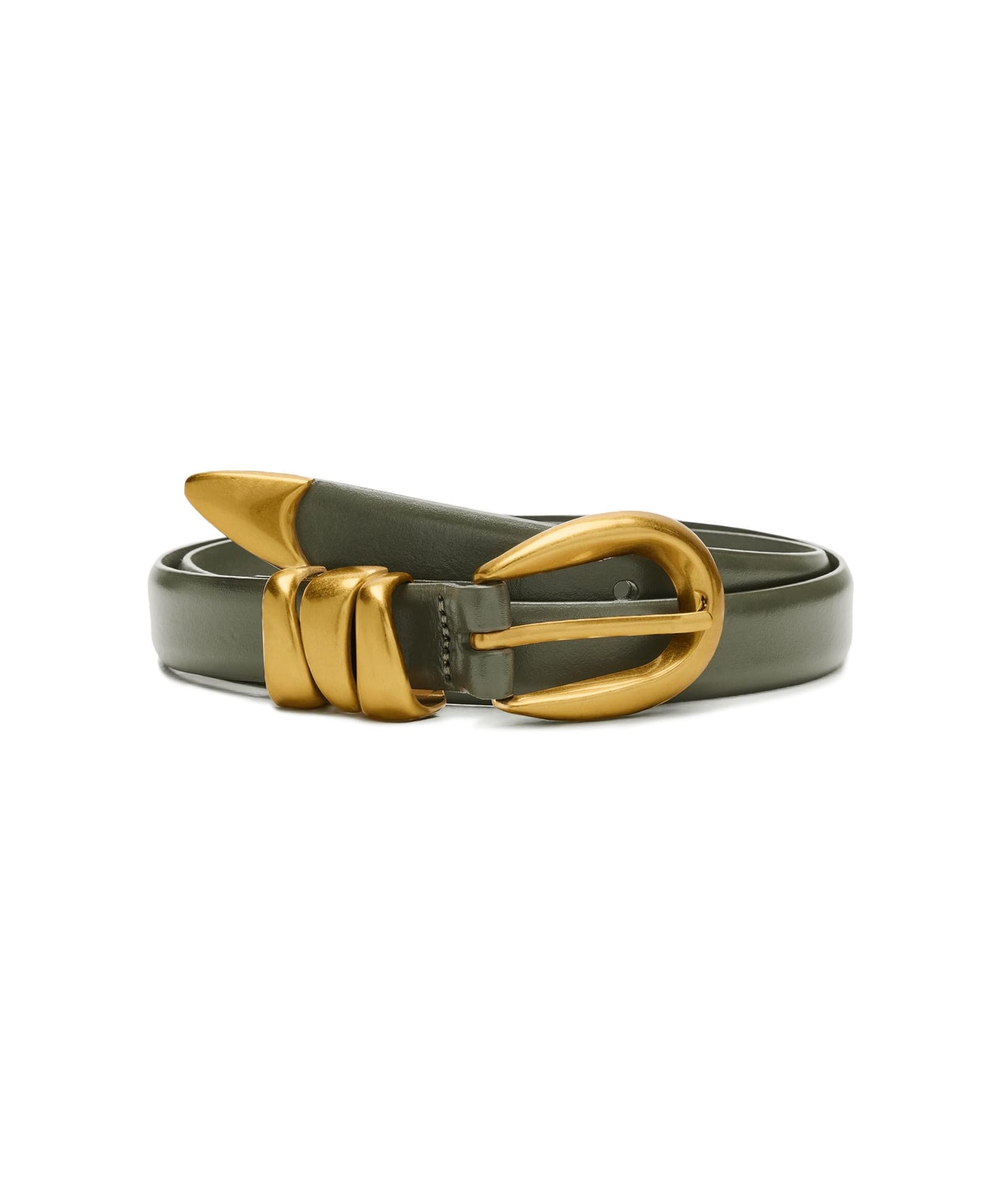 Madewell Women's Triple Metal Keeper Belt, Dried Olive, Small