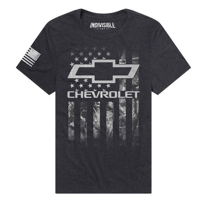 Indivisible Official Chevrolet Camo Flag Men's Classic Ring-Spun T-Shirt, Black Ink Heather, Large