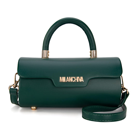 Milan Chiva Small Purses for Women Designer Mini Top Handle Purse Cute Handbags Barrel Shape Purse MC-400GN