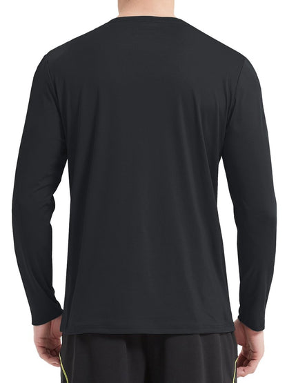 MAGCOMSEN Dry Fit T Shirts Shirts for Men Long Sleeve UPF 50 Summer Shirts UV Protection T Shirts Sun Blocking Rash Guard T Shirts Black M