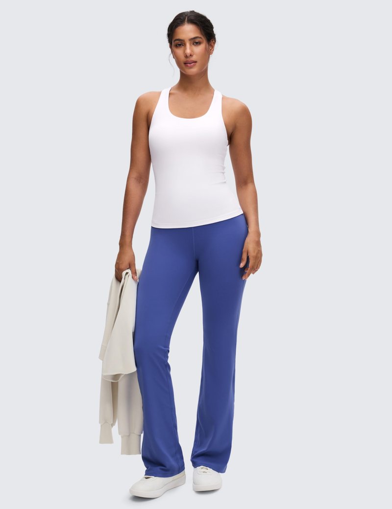 CRZ YOGA Butterluxe Workout Racerback Tank Tops for Women - Padded Athletic Spandex Yoga Shirts with Built in Bra White Large
