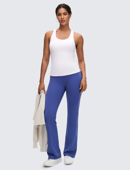 CRZ YOGA Butterluxe Workout Racerback Tank Tops for Women - Padded Athletic Spandex Yoga Shirts with Built in Bra White X-Small