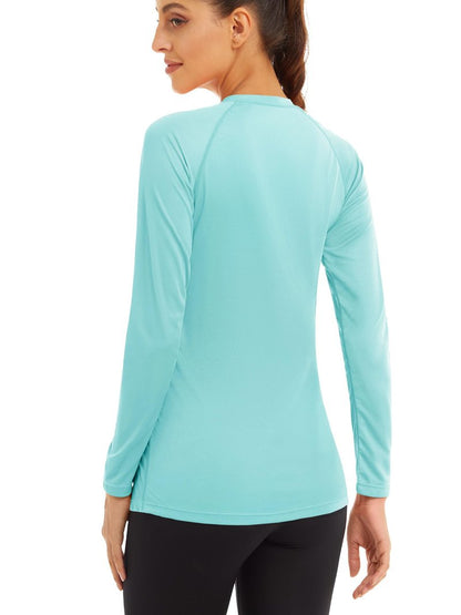 Sun Protection Shirts for Women Long Sleeve Shirts for Women Athletic Shirts Performance Shirts Fishing Shirts for Women Rashguard Tee Light Blue
