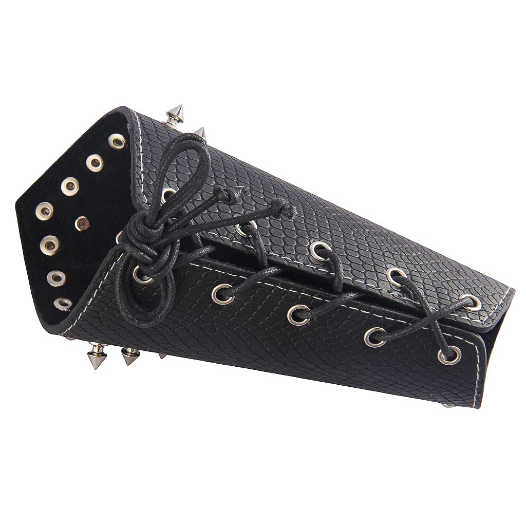 GelConnie Leather Bracers Gothic Spike Gauntlets Wristband Medieval Knight Armor Leather Wrist Guard Arm Cuffs Black Arm Guards Armband Halloween Cosplay Costume