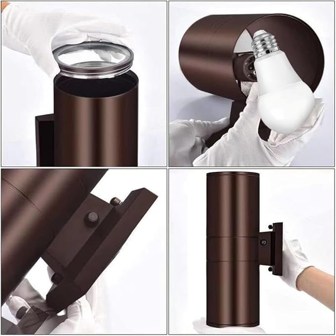 Outdoor Wall Lights Dusk to Dawn Exterior Lighting Fixtures, ETL Listed Cylinder Up Down Outdoor Porch Light,Modern Outdoor Sconce Lights for House Garage Patio,Bulbs Included