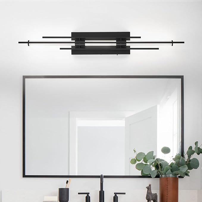 31" Black LED Vanity Light LED Bathroom Wall Light Over Mirror 5CCT(3000K/3800K/4500K/5200K/6000K) Modern Dimmable Bathroom Wall Lamp Picture Lighting