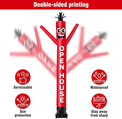 10FT Tall Inflatable Tube Man Open House Wacky Wavy Dancing Guy with 3/4 HP Weather-Resistant Blower (12''Diameter) for Outdoor Decoration Advertising Business Promotion - Red