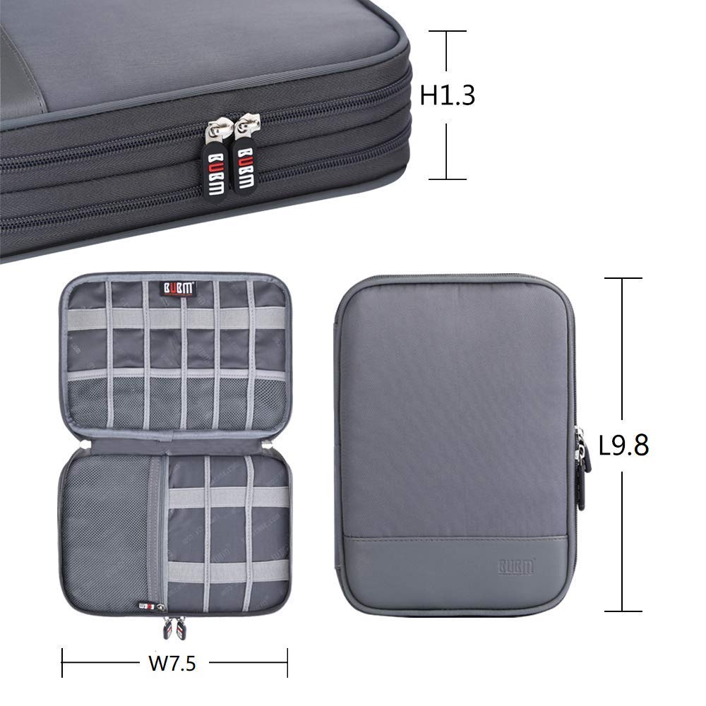 Electronic Cable Organizer Bag - Portable Travel Double Layers Electronic Digital Accessories Storage Pouch Bags for SD Card Case, USB Flash Drive,Charging Cords, USB Charger, Mini Tablet