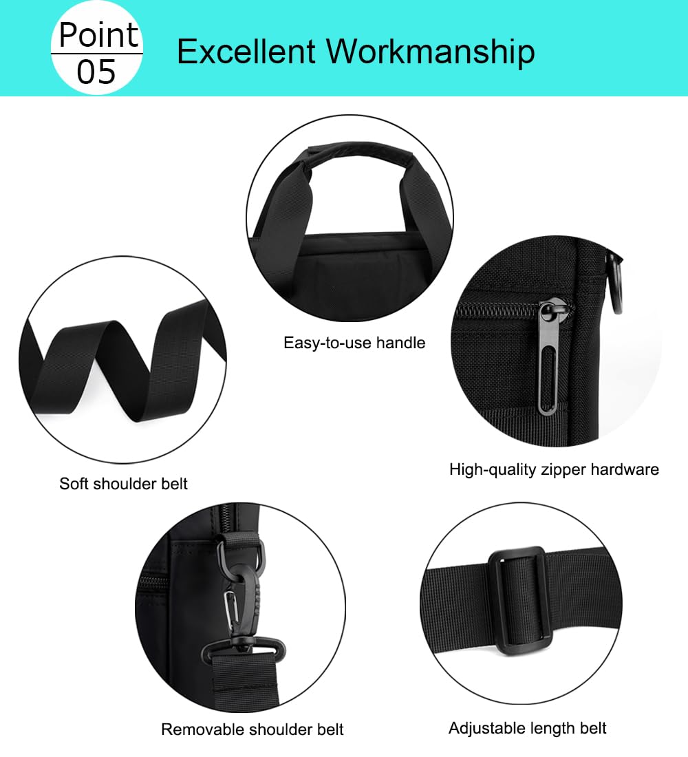 zhongningyifeng Laptop Bag 14 Inch Briefcase for Men Women Waterproof Nylon Lightweight, Shoulder Computer Messenger Bag for Business Office Work Travel College Black