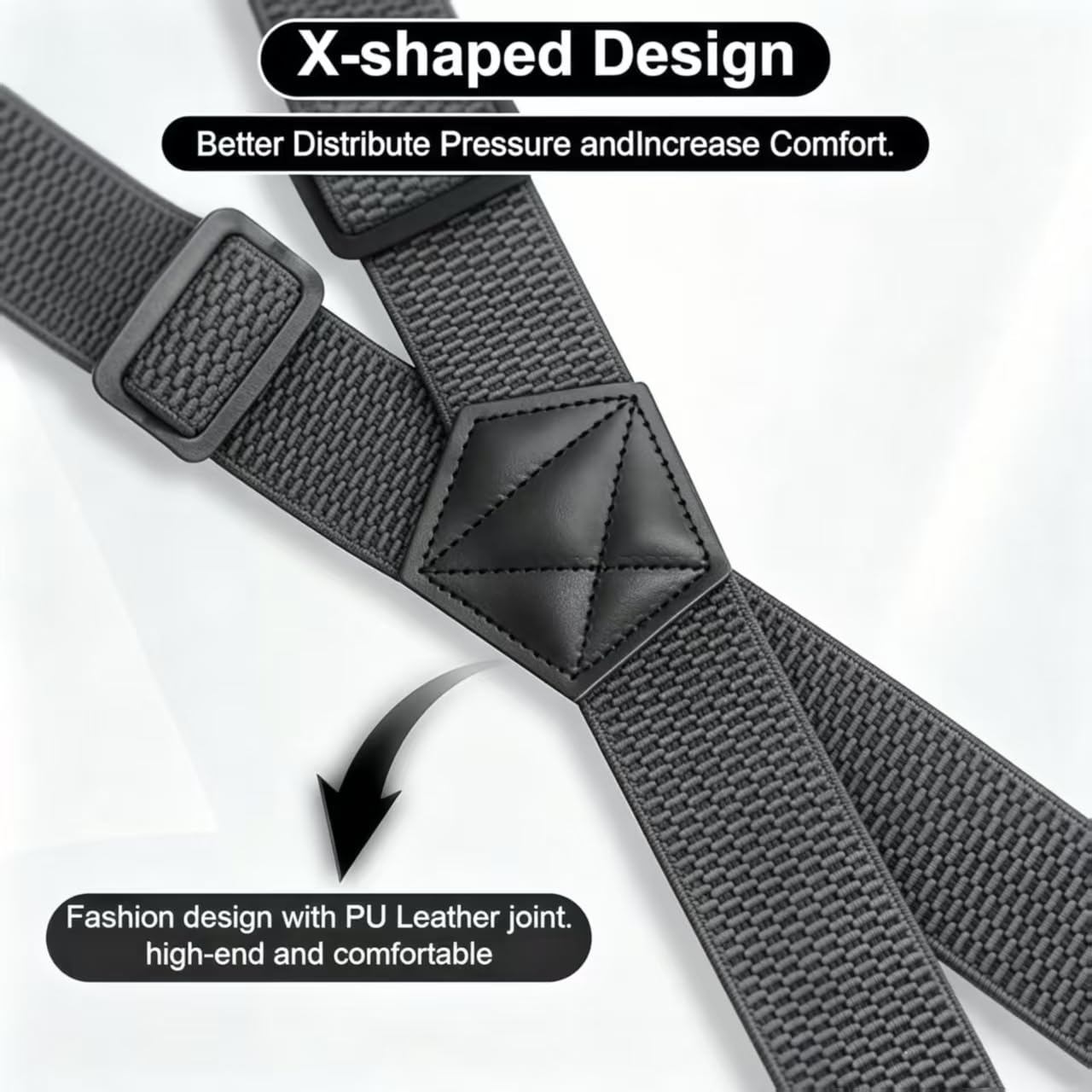 Oppeeye 2 Pcs X Back Hidden Suspenders for Men, 1.5 Inch Heavy Duty Under Clothing Suspenders with Adjustable Clips