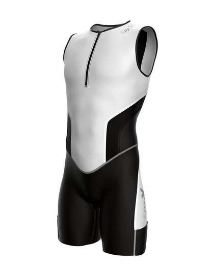 Sparx X Triathlon Suit Men Racing Tri Cycling Skin Suit Bike Swim Run (White_Elite, Medium)