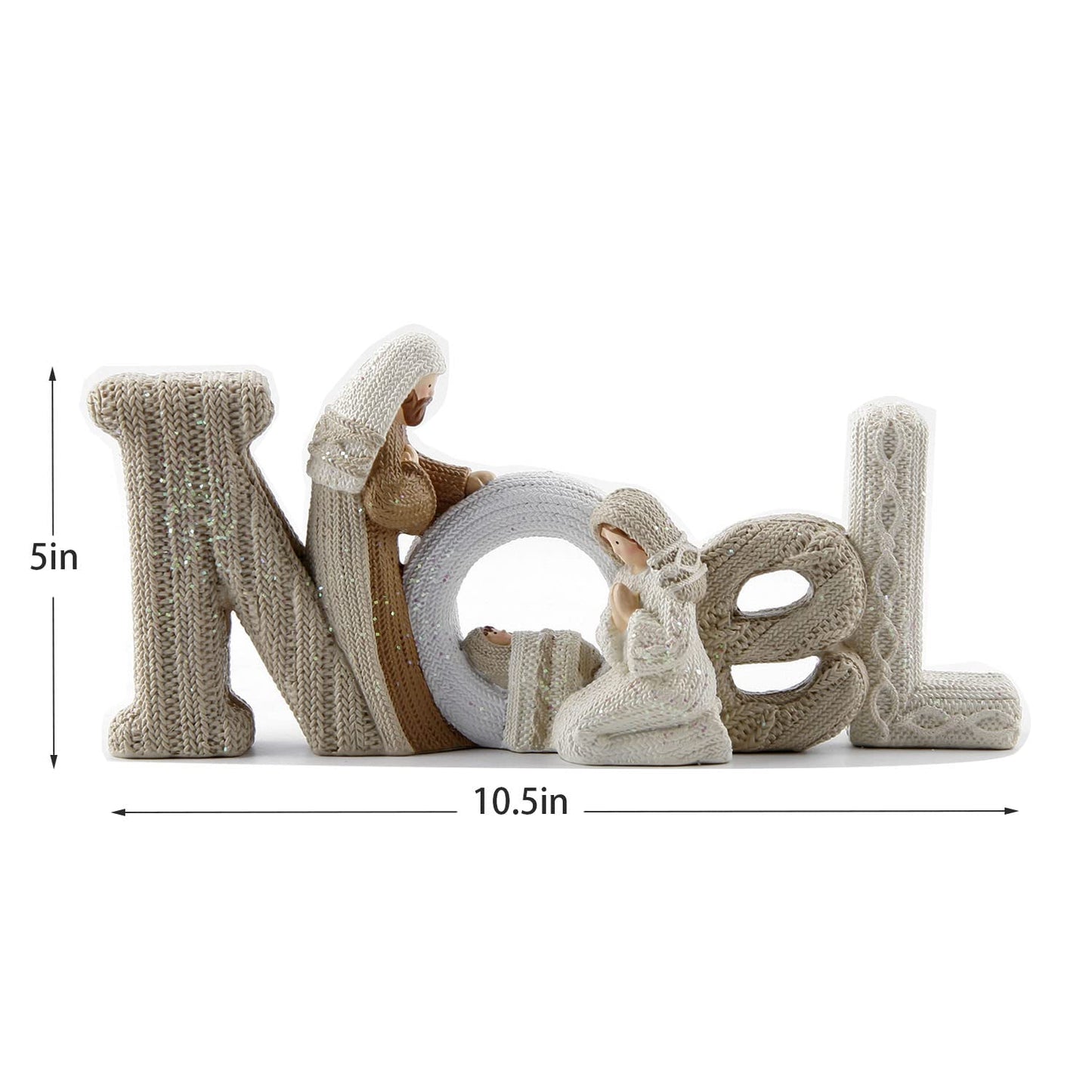 KiaoTime Decorative Noel Sign Christmas Decor Nativity Scene Nativity Set Figurines Christmas Tabletop Decorations Holy Family Figurine and Statue, Seasonal Home Décor Accent for Christmas