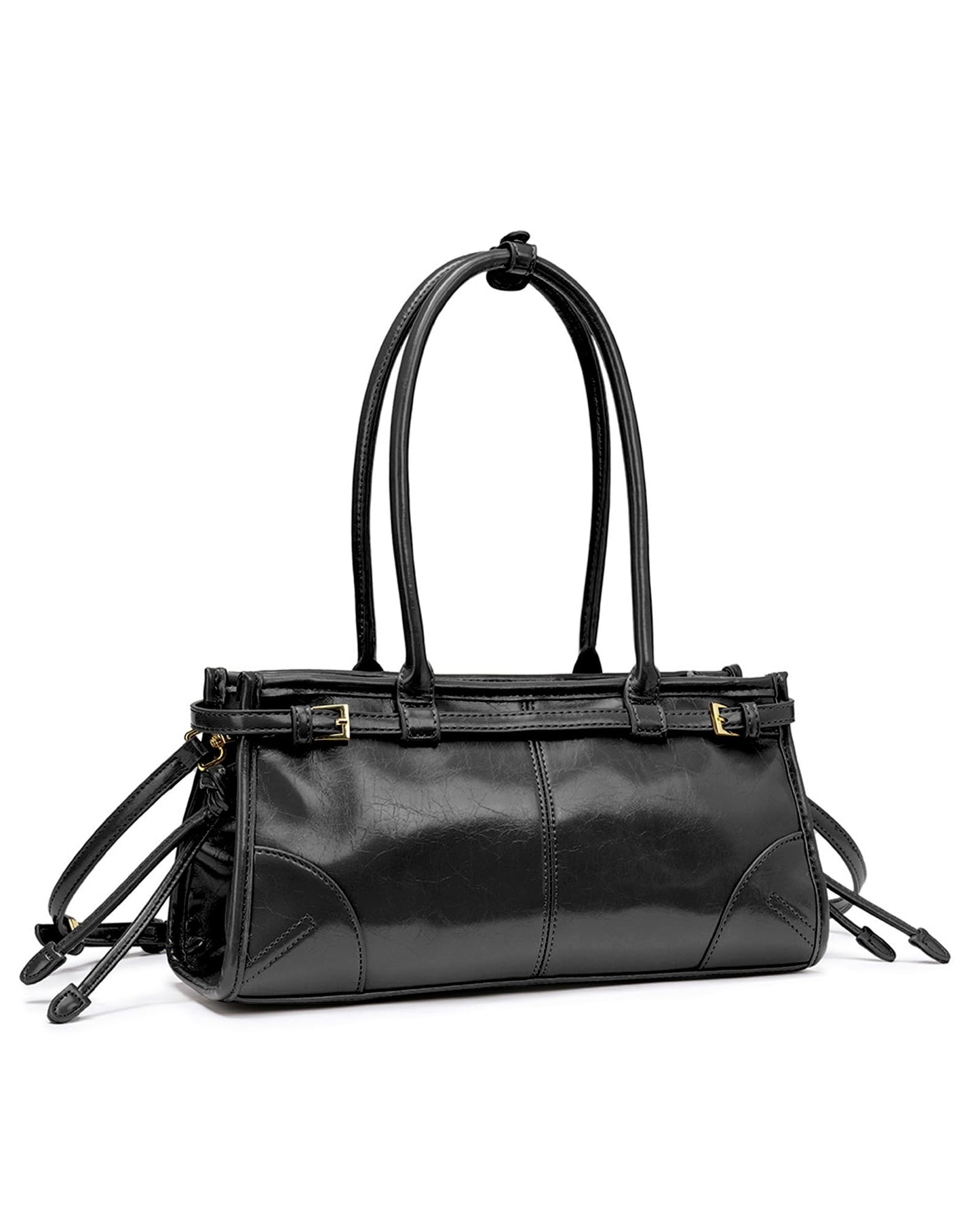 NEWBELLA Women's Soft PU Leather Clutch Purse with Top Handle - Convertible Satchel Tote and Shoulder Bag for Work and Evening Use