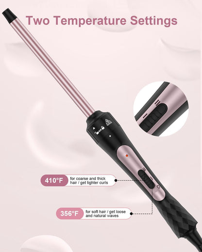 3 in 1 Curling Iron, Curling Wand Set with 3 Interchangable Ceramic Beach Waves Wands(0.75"-1.25"), Dual Voltage 30s Fast Heating with Heat Resistant Glove & 2 Clip for Long/Short All Hairstyle
