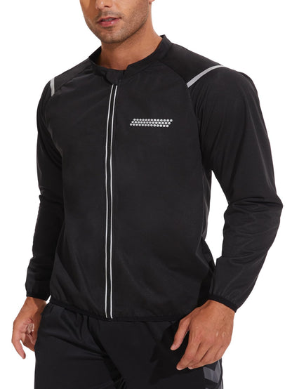 Clevvets Sauna Jacket for Men Long Sleeve Zipper Workout Lightweight Men Sweat Jacket Gym Exercise Fitness Running