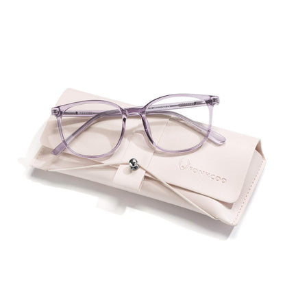 FONHCOO Blue Light Blocking Glasses Fashion Round TR90 Frame Transparent Eyewear Anti UV Blu-Ray Computer Glasses for Women Men (Purple)