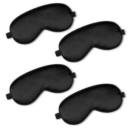 BBTO 4 Pcs Silk Sleep Eye Masks Smooth Soft Satin Eye Covers with Adjustable Strap Blindfold for Sleeping Blocking Out Lights Travel Relaxation (Royal Blue, Dark Green, Navy Blue, Black)