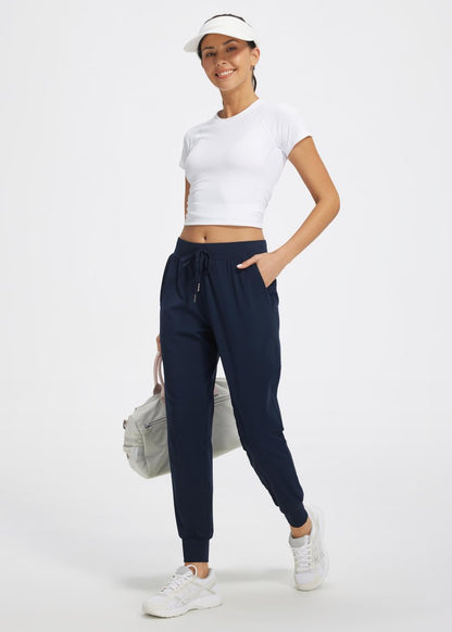 Libin Women's Joggers Pants Athletic Sweatpants with Pockets Running Tapered Casual Dance Pants for Workout,Lounge, Navy S