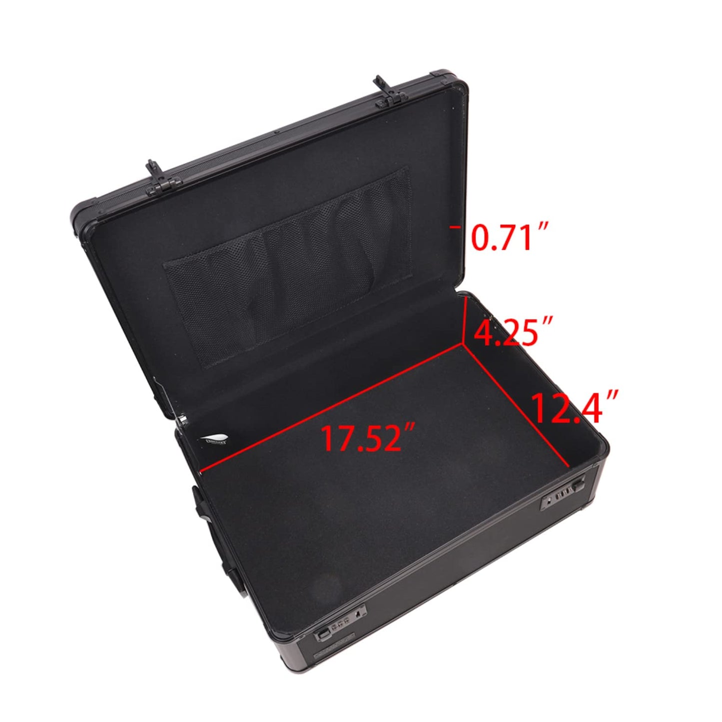 Vaultz Storage Lock Box - 6.5 x 19.25 x 13.5 Inch Lockable Dorm Storage Trunk with Combination Lock - Briefcase, Medicine Box, Lock Boxes for Personal Items, Cash, Laptop - Black on Black