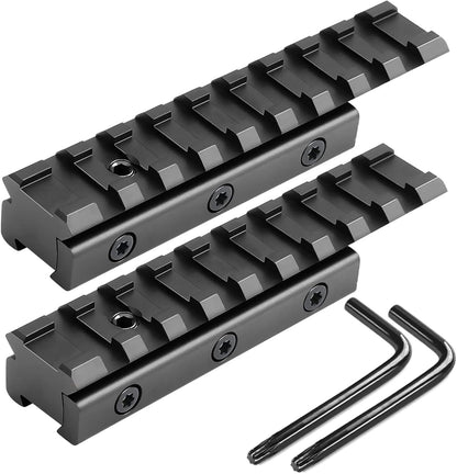 Bontok Dovetail to Picatinny Rail Adapter, 11mm Dovetail to 21mm Upgraded Build-in Locking Screws Picatinny Rail Low Profile Scope Mount Converter Base 3/8" to 7/8" Converter-9 Slots-Black-(2 Pack)
