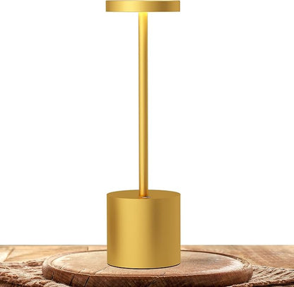 LED Cordless Table Lamps, Portable Rechargeable Battery Operated Lamp, Modern Metal 2 Level Dimmable Indoor and Outdoor Cordless Lamp,Desk Lamp for/Restaurant/Bar/Cafe/Bedroom. (Gold)