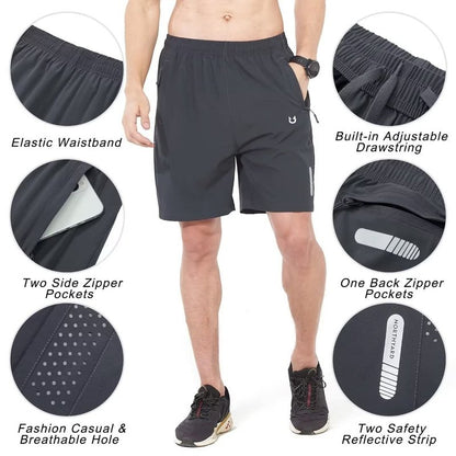 NORTHYARD Men's Athletic Running Shorts Gym Workout 7"/9"/5" Quick Dry Lightweight Sports Basketball Tennis 3 Zipper Pockets Darkgrey M