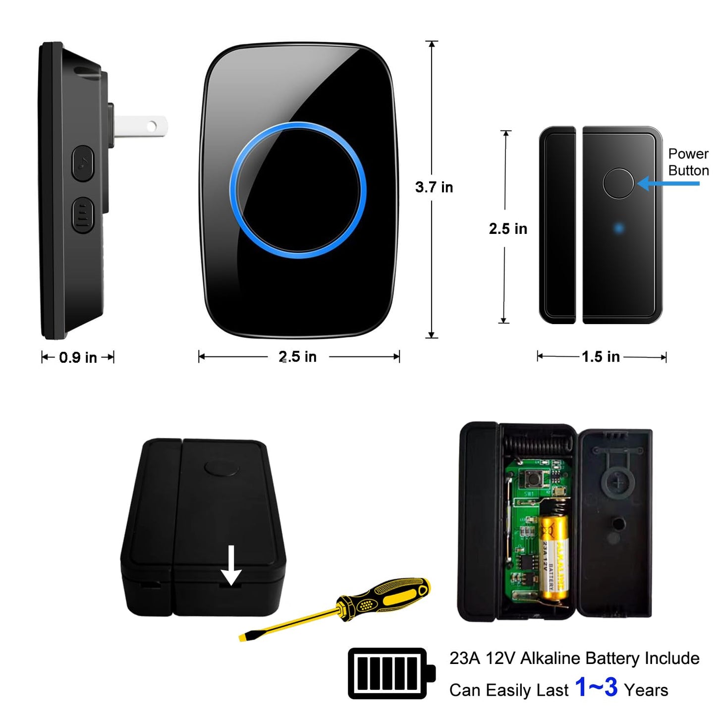 Door Chime When Door Opens, FullHouse Door Sensor Wireless Entry Alarm with 1000ft Range, 60 Chimes and 5 Volume Levels for Business/Store/Home/Office