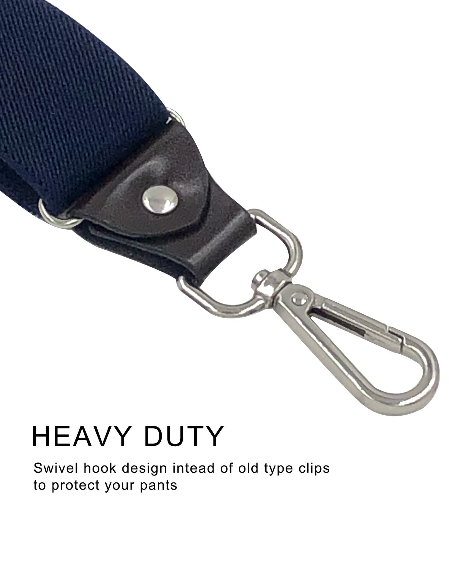 Ausukler Men's Suspenders with Swivel Hooks and Adjustable Braces, Suitable for Heavy Duty, Big and Tall, Black (Navy Blue)