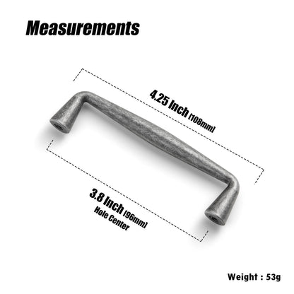 Goo-Ki Weathered Nickel Zinc Alloy Cabinet Handle - 3.78''(96mm) Hole Center Affordable Luxury Cabinet Pull Hardware for Bedroom, Kitchen, 6 Pack……