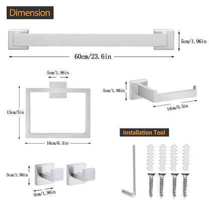 JOPOFI 5 Piece Towel Bar Set - 23.6 Inch Bath Towel Holder - Brushed Nickel