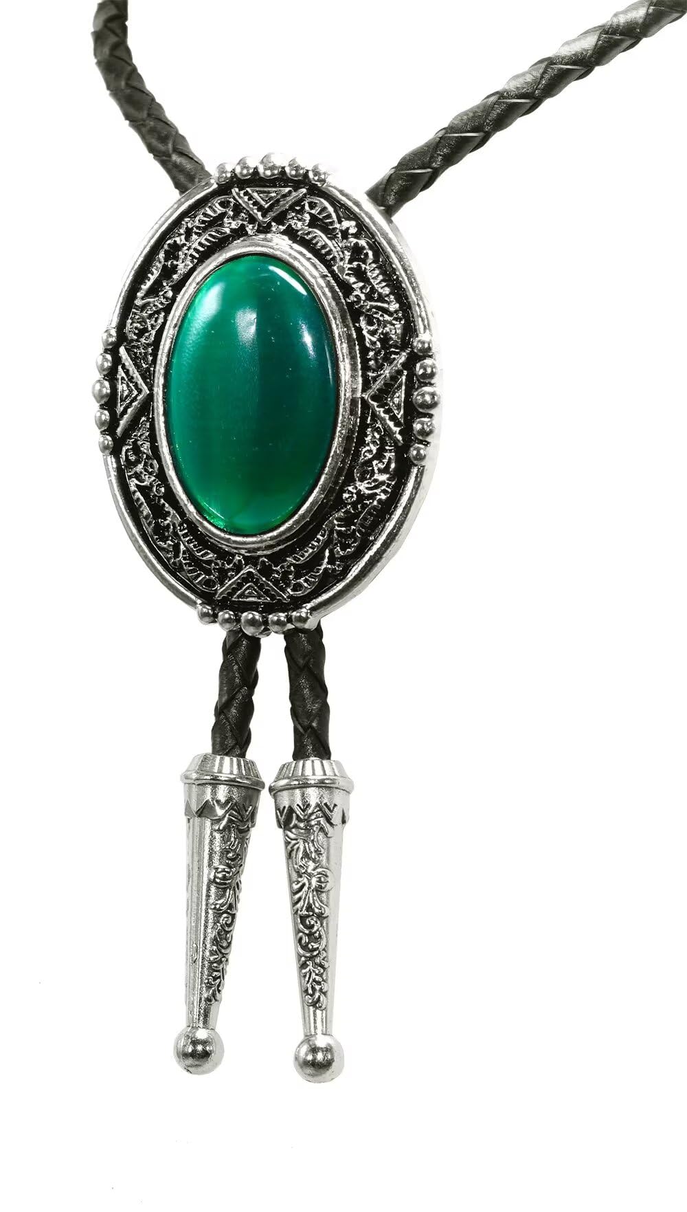 GURANSE Bolo tie With Natural Stone Flower Stripe Round Cowboy Western Style Necktie More Color