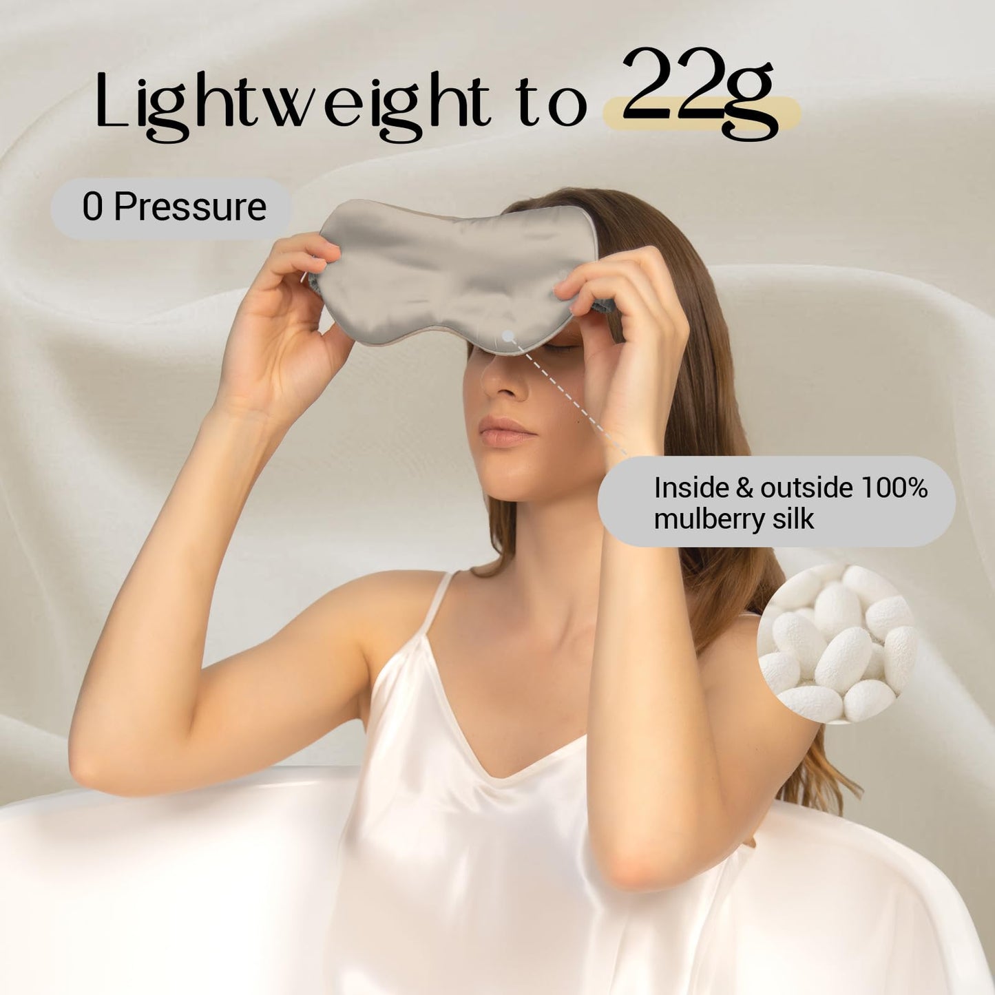ZIMASILK Adjustable 100% 22 Momme Mulberry Silk Sleep Mask for Sleeping, Filled with Premium Mulberry Silk, Softest & Breathable Blackout Eye Sleeping Mask (Black)