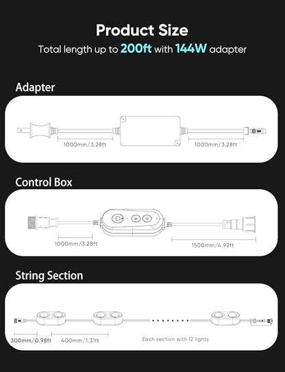 APPECK Permanent Outdoor Lights Pro 150ft, 108W RGBCW Eaves Lights with 108 LED Lights, 80lm, Cuttable, 111 Scene Modes, IP67 Waterproof Lighting for Halloween Decoration, Work with Alexa, White