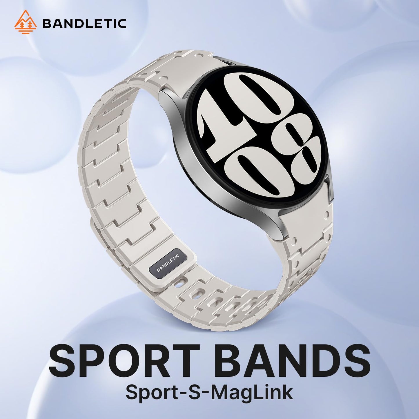 Bandletic Silicone Magnetic Band Compatible with Samsung Galaxy Watch 7 6 5 4 FE 40mm 44mm/Watch 6 4 Classic 43mm 47mm 42mm 46mm/Watch 5 Pro 45mm, 20mm No Gap Soft Sport Strap for Men Women