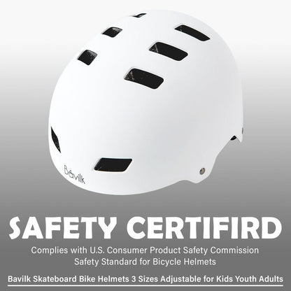 Bike Helmet 3 Sizes for Teenager Kids Youth Adults,Bavilk Skateboard Helmet Adjustable Multi-Sport Bicycle Cycling Scooter Roller Skate Inline Skating Rollerblading for Girls Boys Women Men Teen
