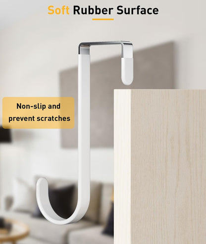 Optish 8 Pack Over The Door Hooks, Door Hanger Hook, Towel Hooks for Hanging, Towel Hanger for Bathroom, Fit 1 3/8" Door White, Dorm Room Essentials