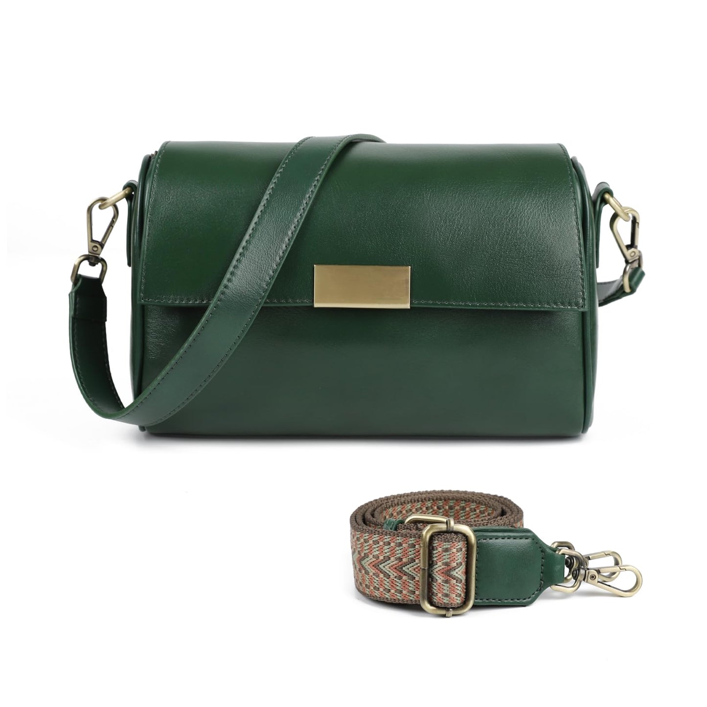 imeetu Genuine Leather Crossbody Bags for Women, Shoulder Bag Purses with Adjustable Strap (Green)