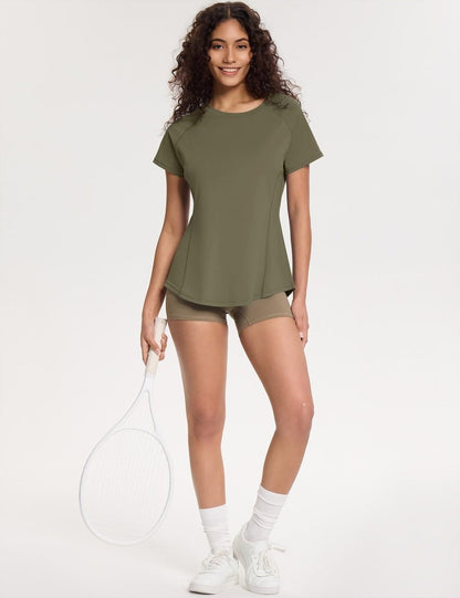 Loovoo Workout Tops for Women Loose Fit Breathable Activewear Cool Quick Dry Gym Athletic Tee Top