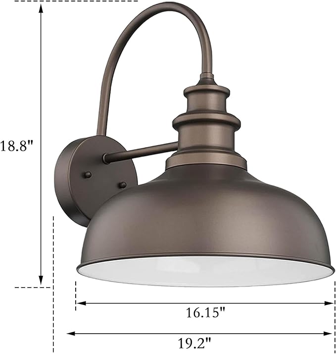 Bestshared 16 Inch Large Gooseneck Barn Light Farmhouse Wall Mount Light Fixture Exterior Sconce Lighting Outdoor Wall Lantern Light Vintage Farmhouse Barn Light for Porch,Garage(ORB+White, 16"-2pack)