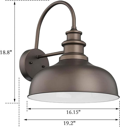 Bestshared 16 Inch Large Gooseneck Barn Light Farmhouse Wall Mount Light Fixture Exterior Sconce Lighting Outdoor Wall Lantern Light Vintage Farmhouse Barn Light(ORB+White, 16"-1pack)