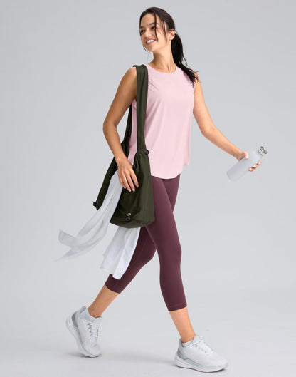 SANTINY Women's Sleeveless Workout Tops Breathable Lightweight Active Tennis Yoga Shirts Athletic Running Tank Tops for Women (Pink_L)
