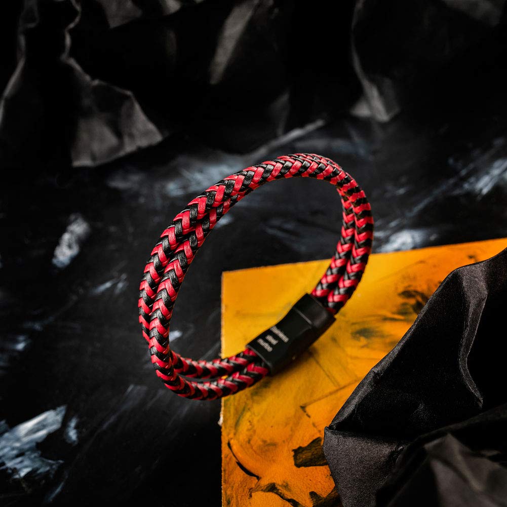 murtoo Mens Bracelet Leather Braided, Brown and Black Leather Bracelet for Men