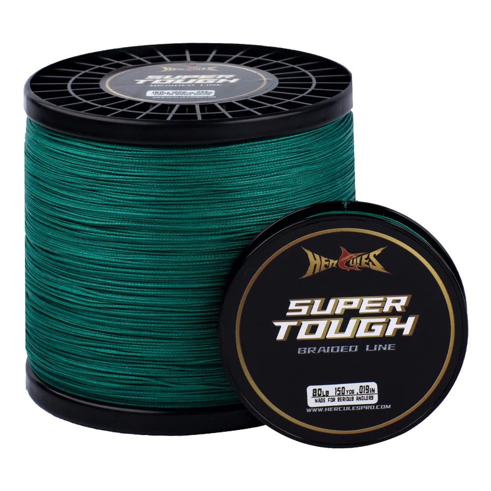 HERCULES Super Tough Braided Fishing Line 65 pounds Test Moss Green 65LB (500 Yards) - 8 Strands