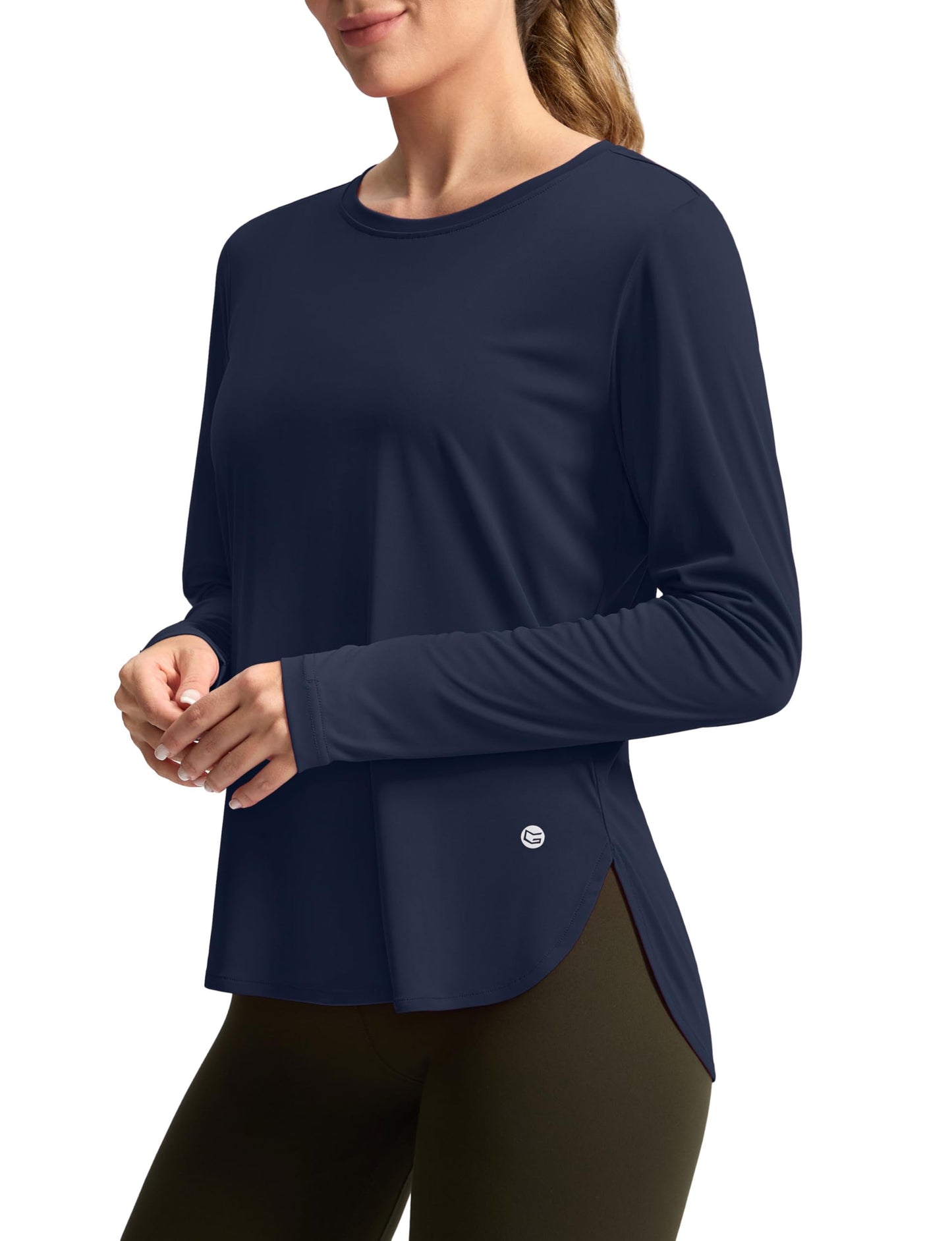 Women's Sun Shirts UPF 50+ Long Sleeve UV Protection Shirt Lightweight Quick Dry Workout Hiking Tops for Women(Navy,XXL)